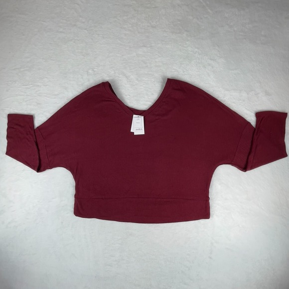 Auden Sweater Women's Medium Deep Red Cozy Ribbed V Neck‎ Pullover Long Sleeve - Picture 1 of 4